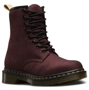 1460 Vegan Castel Cherry Red Serge Canvas Lace Up Boot