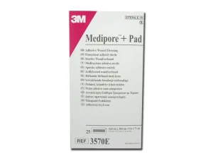 3M 3570E Medipore   Pad Soft Cloth Adhesive Wound Dressing 10cm x 20cm