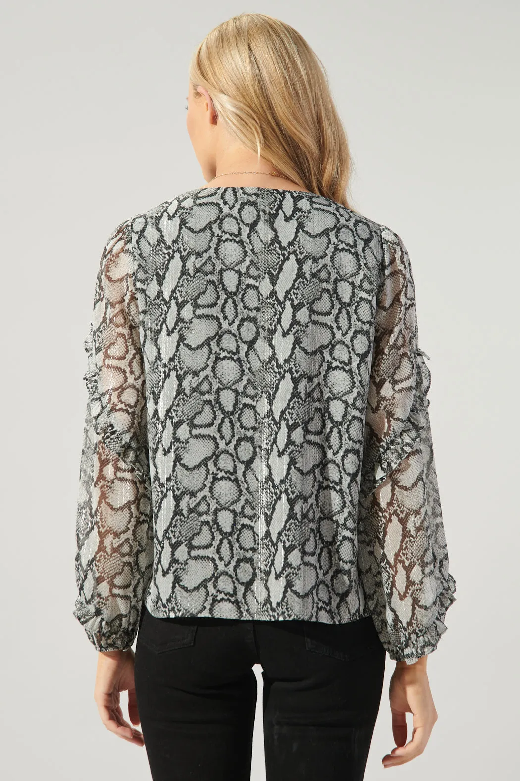 Alina Snake Print Ammabella Ruffle Blouse