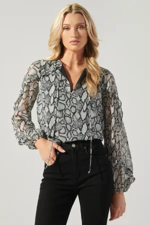 Alina Snake Print Ammabella Ruffle Blouse