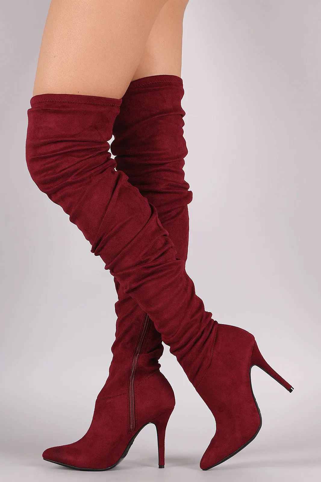 Anne Michelle Suede Slouchy Pointy Toe Stiletto Boots