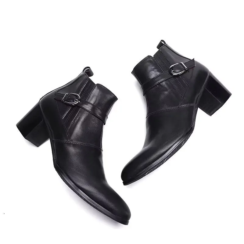 Chic Leather Power Ankle Boots