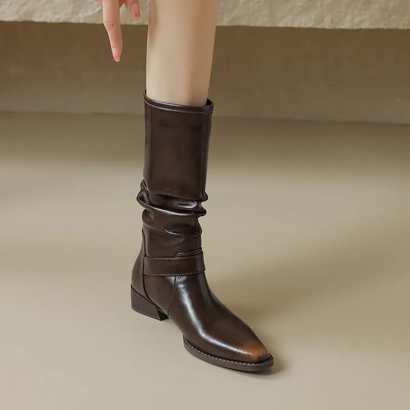 ChicTex Western Round Toe Knee-High Boots