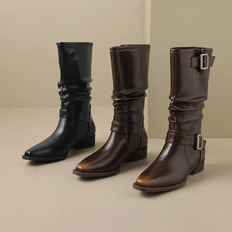 ChicTex Western Round Toe Knee-High Boots