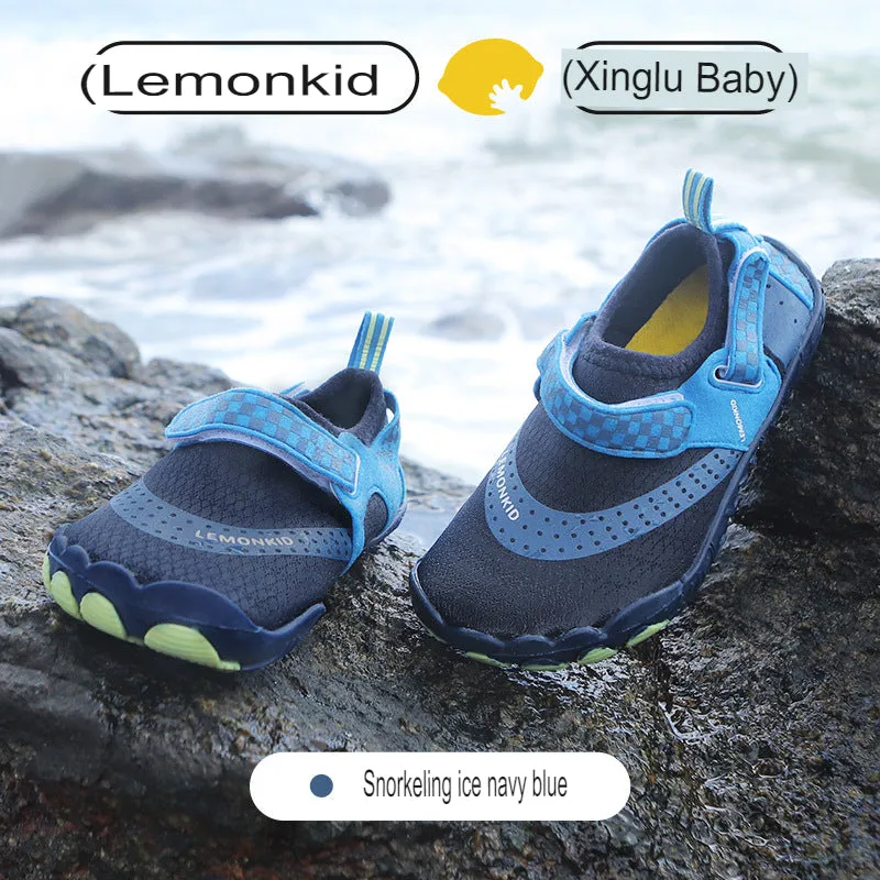 children's river tracing shoes for boys and girls, wading shoes, mesh soft sole, toe-cap non-slip beach shoes