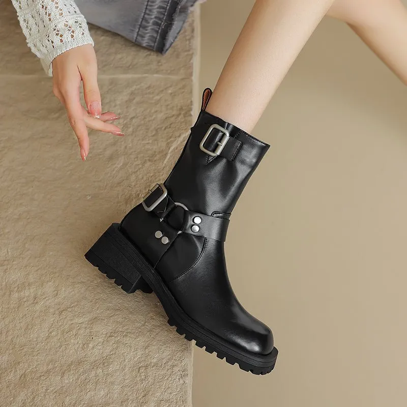 CrocLuxe Chic Mid-Calf Square Heel Boots