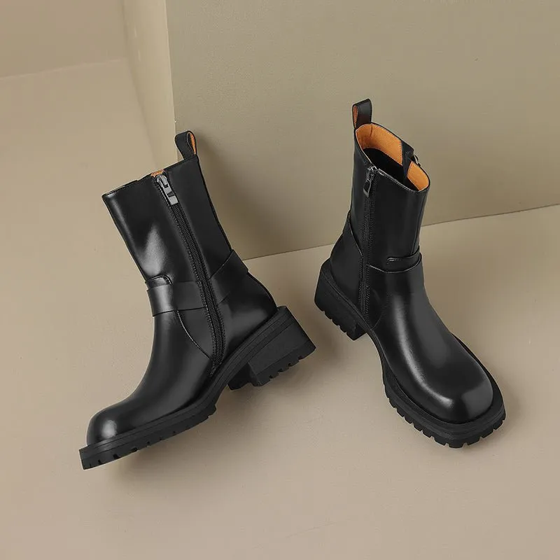 CrocLuxe Chic Mid-Calf Square Heel Boots