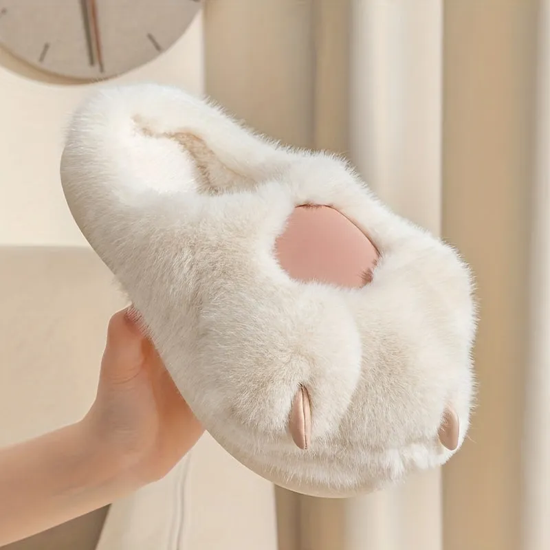 Cute & Cozy Women's Kawaii Cat Plush Slippers - Warm, Quiet Slip-on, Perfect for Home Comfort