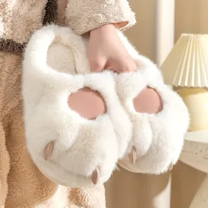 Cute & Cozy Women's Kawaii Cat Plush Slippers - Warm, Quiet Slip-on, Perfect for Home Comfort