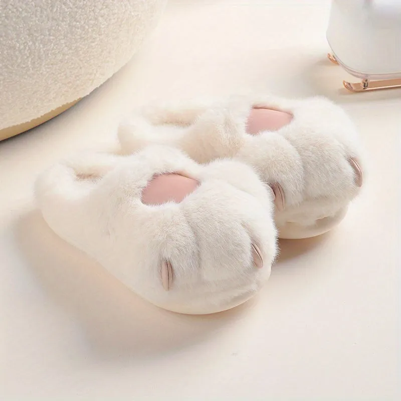 Cute & Cozy Women's Kawaii Cat Plush Slippers - Warm, Quiet Slip-on, Perfect for Home Comfort