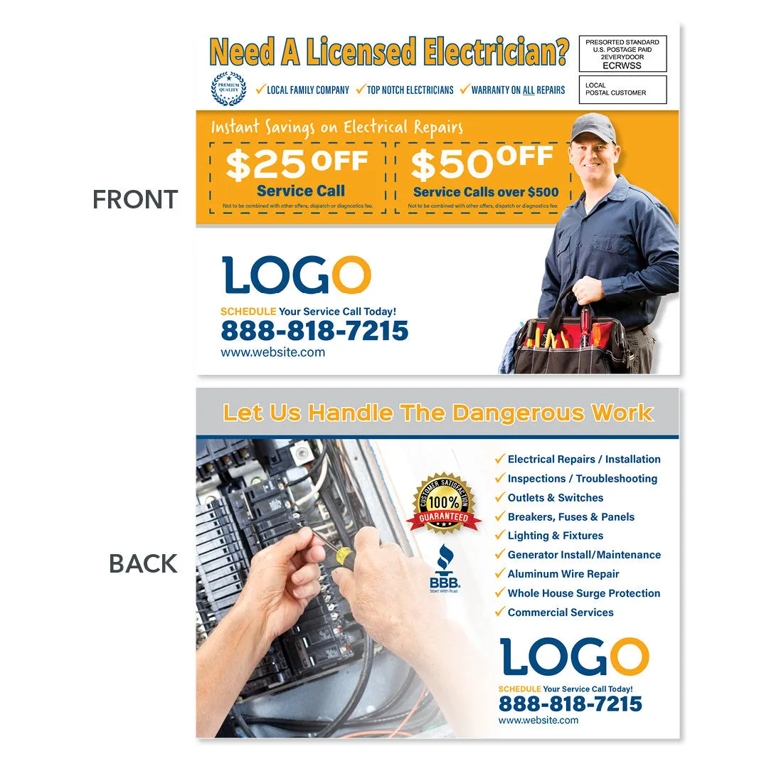 Electrician Repair EDDM Postcard