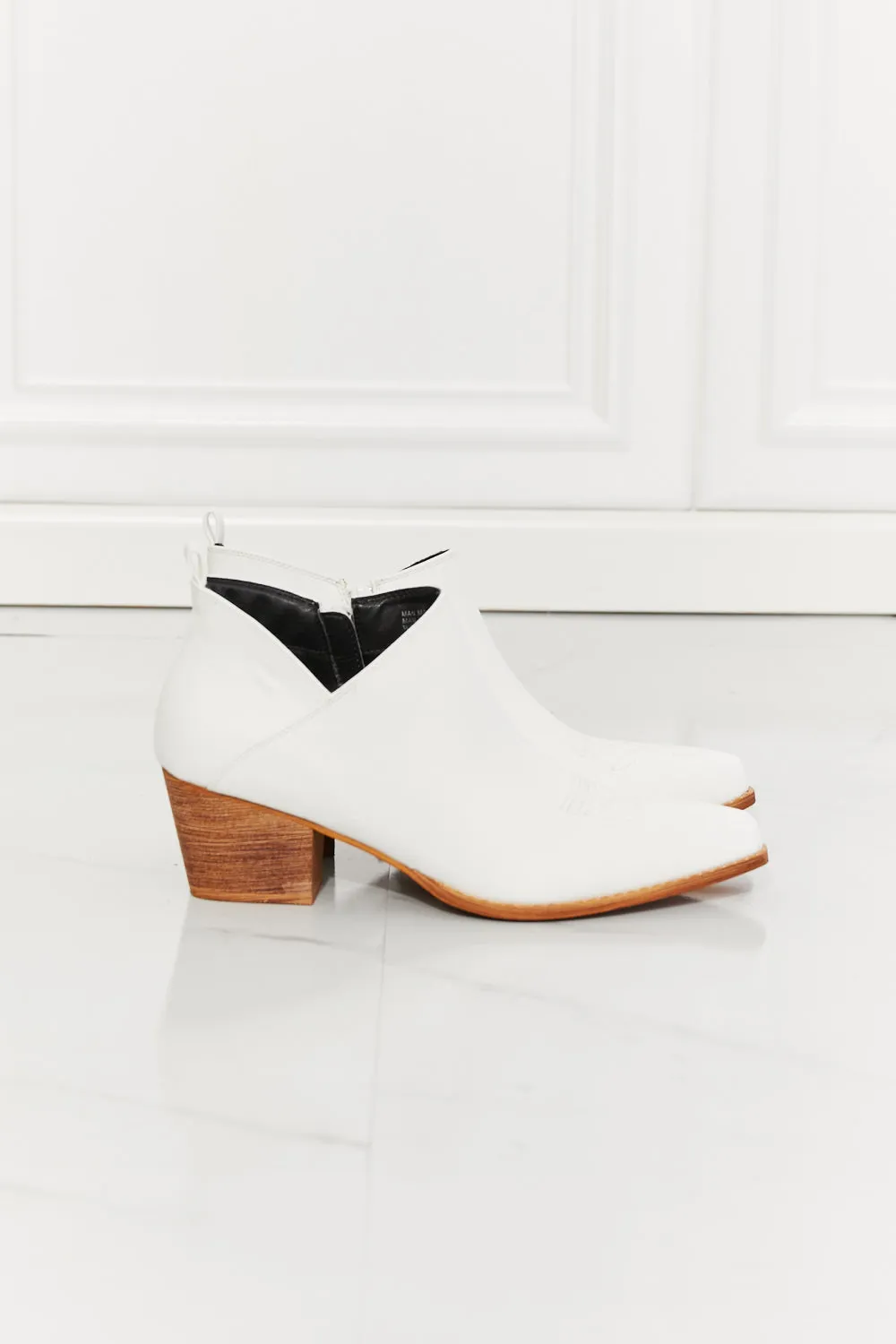 Embroidered Crossover Cowboy Bootie in White