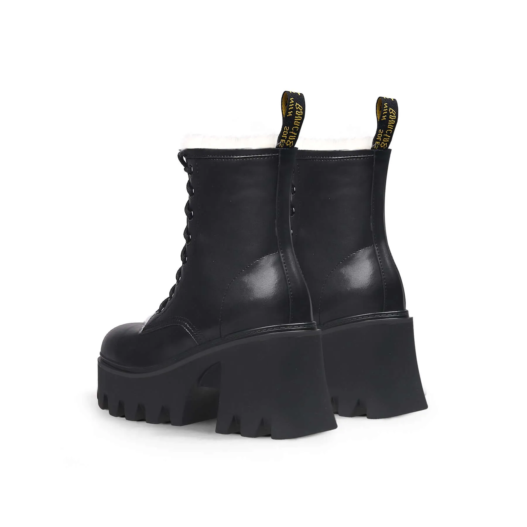 Fluffy Winter Thick Bottom Black Ankle Boots