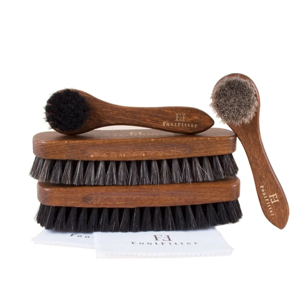 FootFitter Essential Horsehair Shoe Shine Brush Set