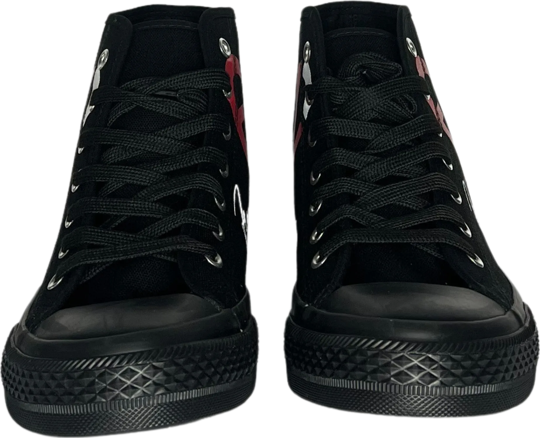 Frantz Lamour Signature Classic Men's High Top Canvas Lace Up Casual Walking Shoes - Black & Red