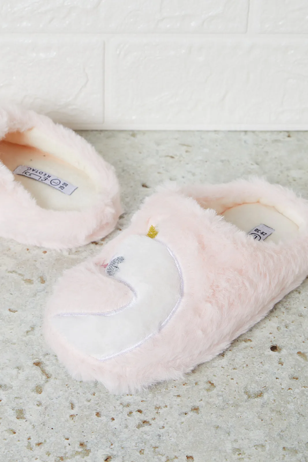 Girls Pink Swan Detail Slipper