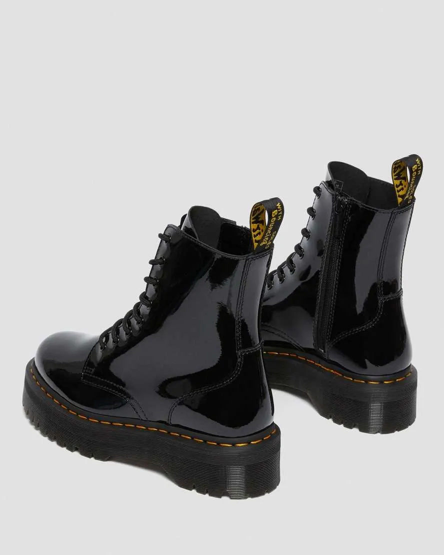 Jadon Patent Black Leather Platform Boots