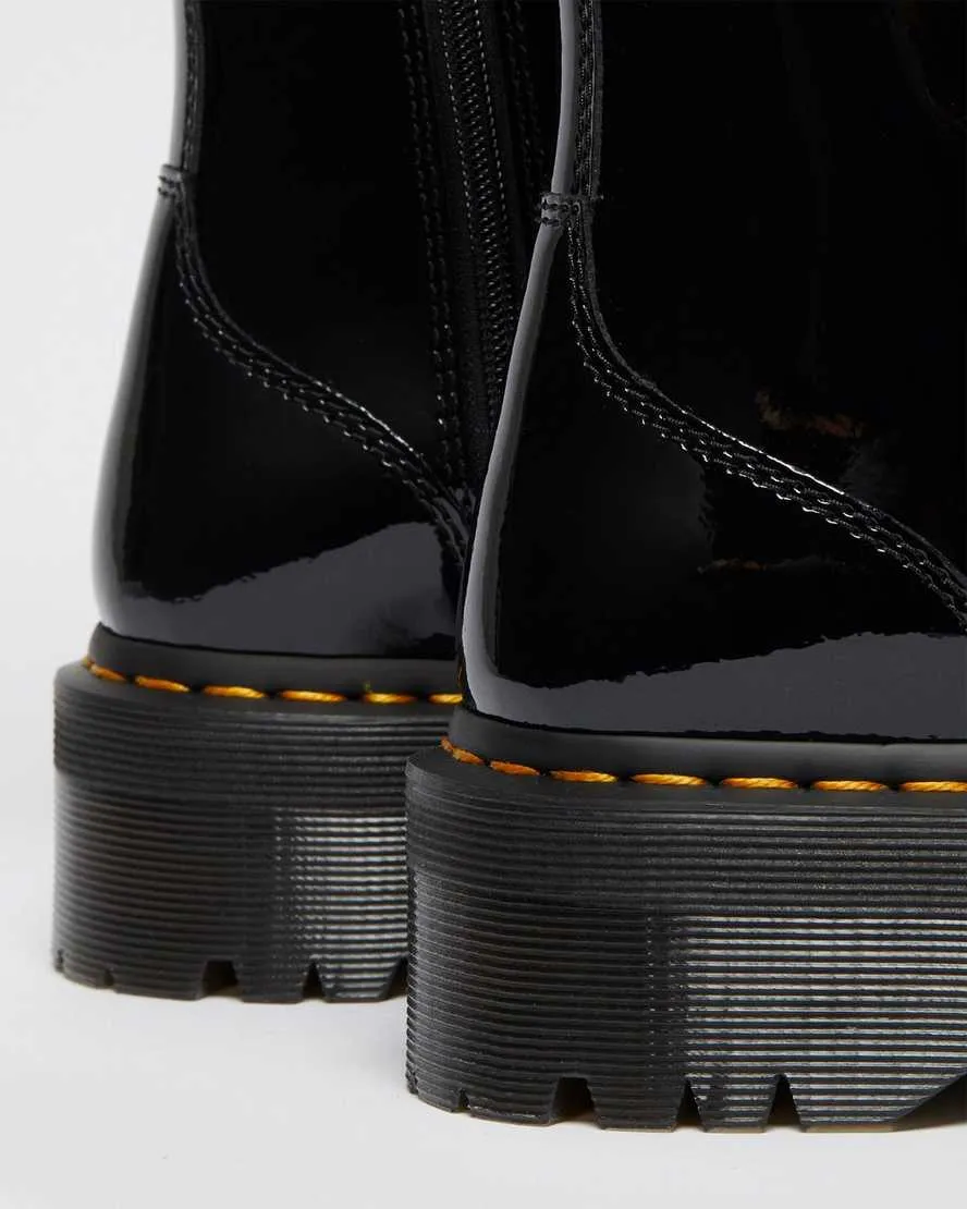 Jadon Patent Black Leather Platform Boots