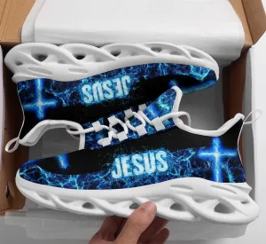 Jesus Blue Running Sneakers Max Soul Shoes - Christian Shoes For Men And Women