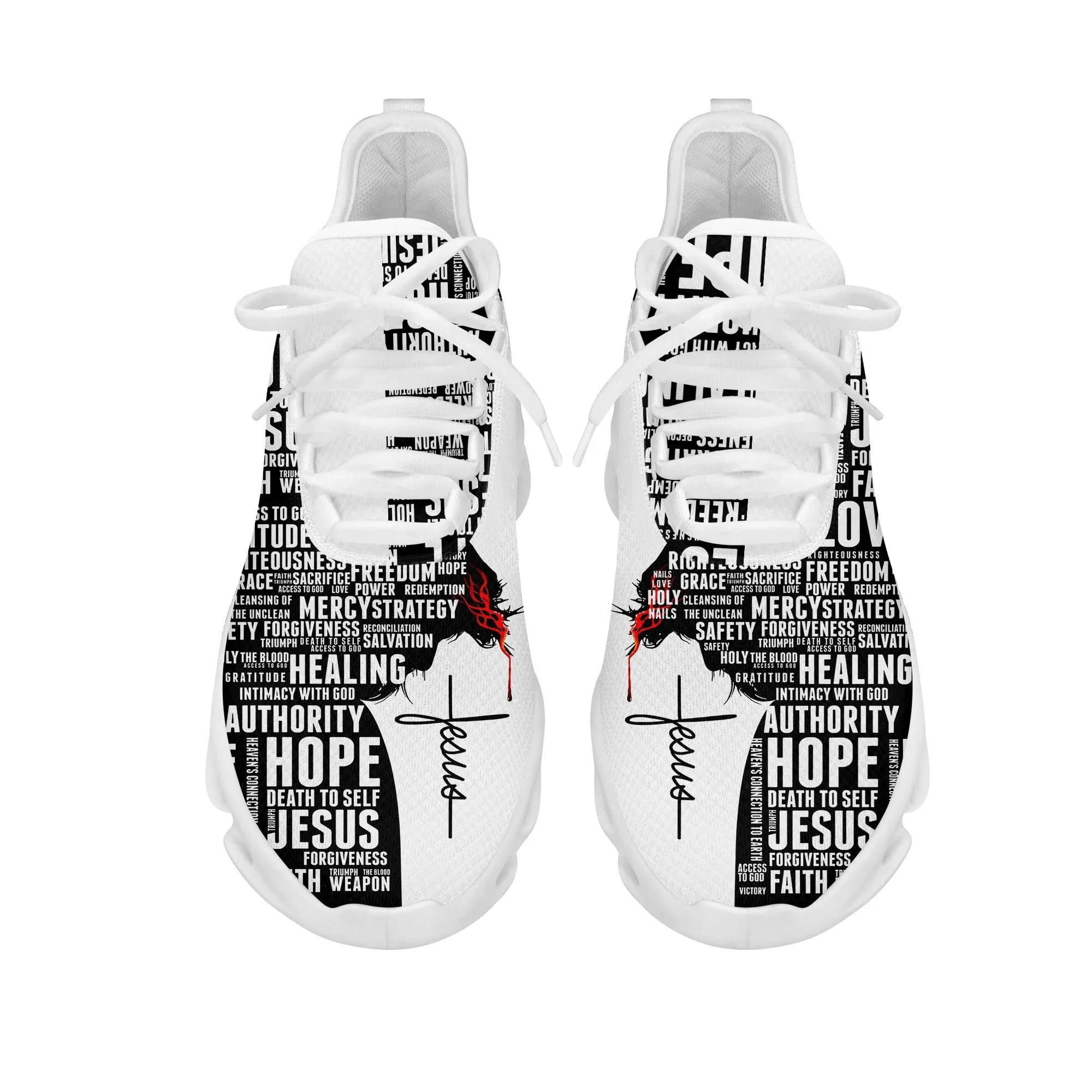 Jesus White Black Running Sneakers Max Soul Shoes - Christian Shoes For Men And Women