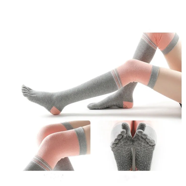 Ladies Over The Knee Yoga Socks Winter Warm Non-Slip Dance Five-Finger Socks, Size: Free Size(Wine Red)