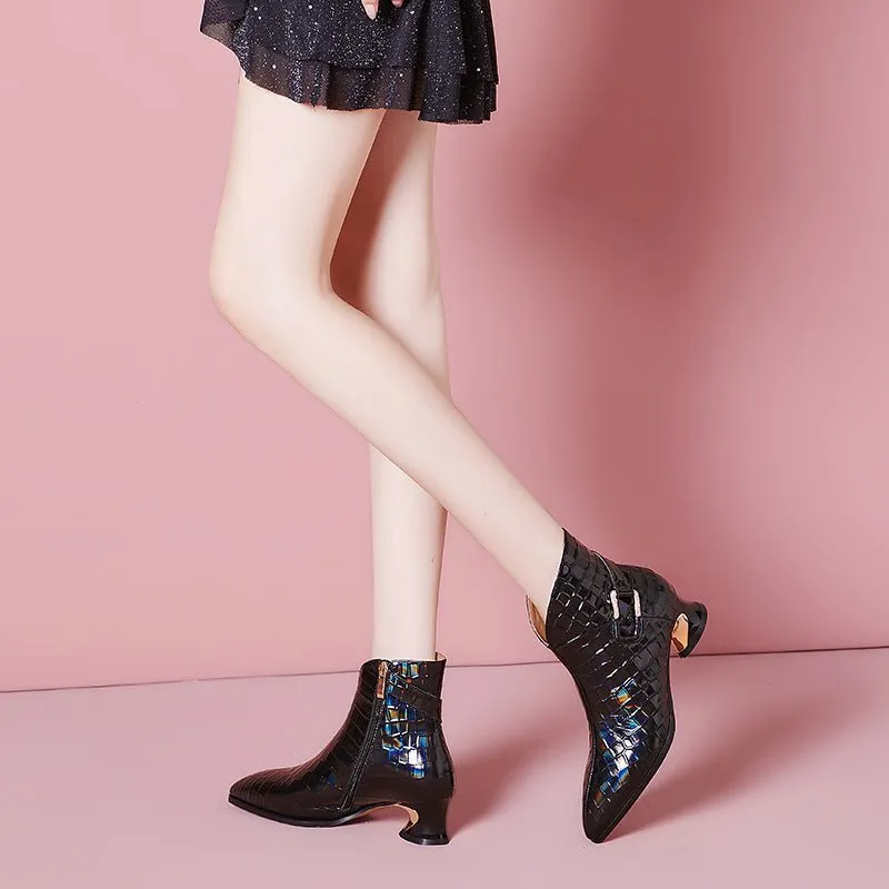 LuxCroco Exotic Pointed Toe Ankle Boots