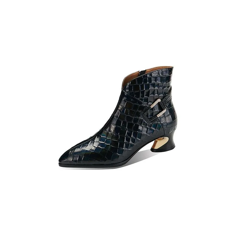 LuxCroco Exotic Pointed Toe Ankle Boots