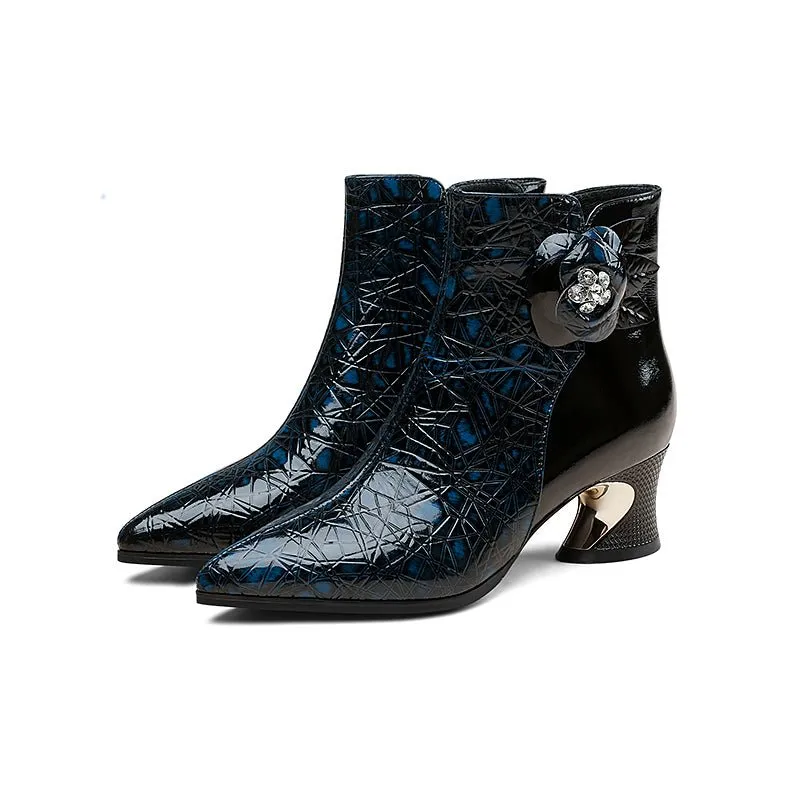 Luxe Alligator Winter Party Stiletto Ankle Boots