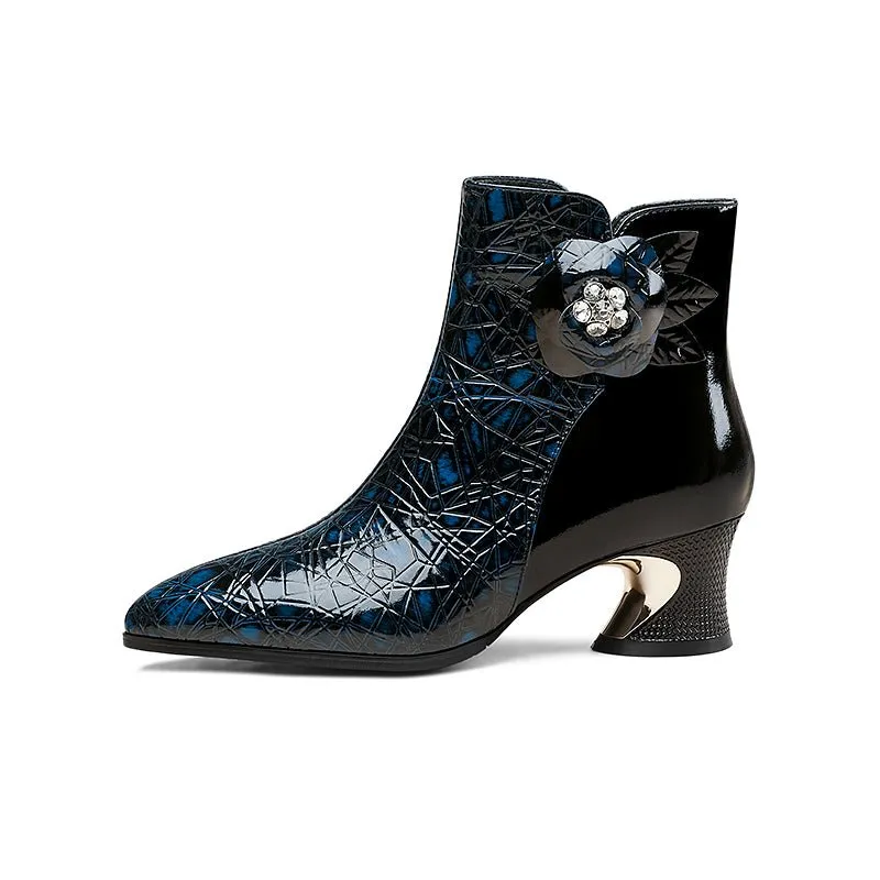 Luxe Alligator Winter Party Stiletto Ankle Boots