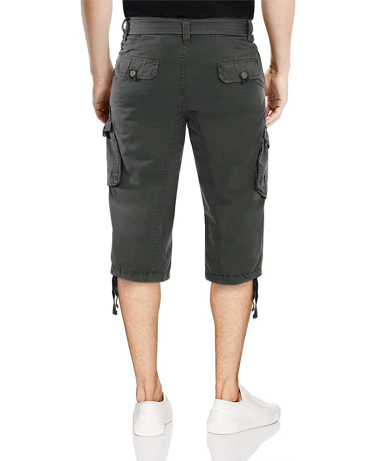 Men's capri cargo shorts with X-Ray belt, gray