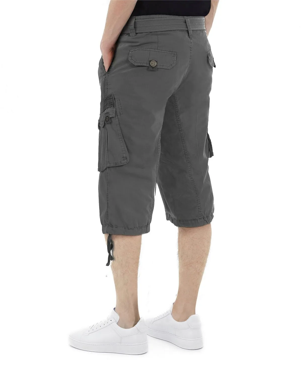 Men's capri cargo shorts with X-Ray belt, gray