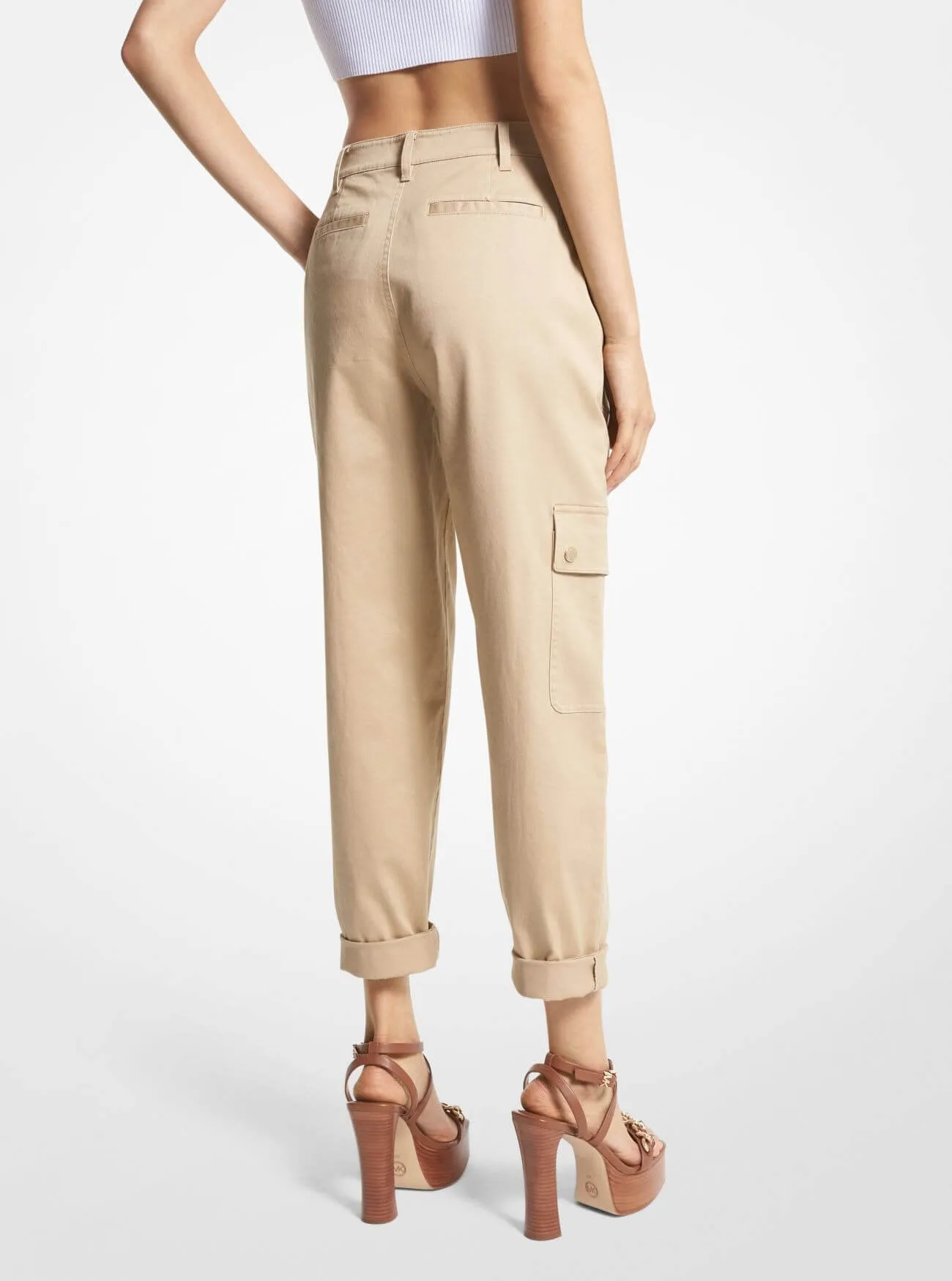 Michael Michael Kors Stretch Organic Cotton Cargo Pants, Khaki