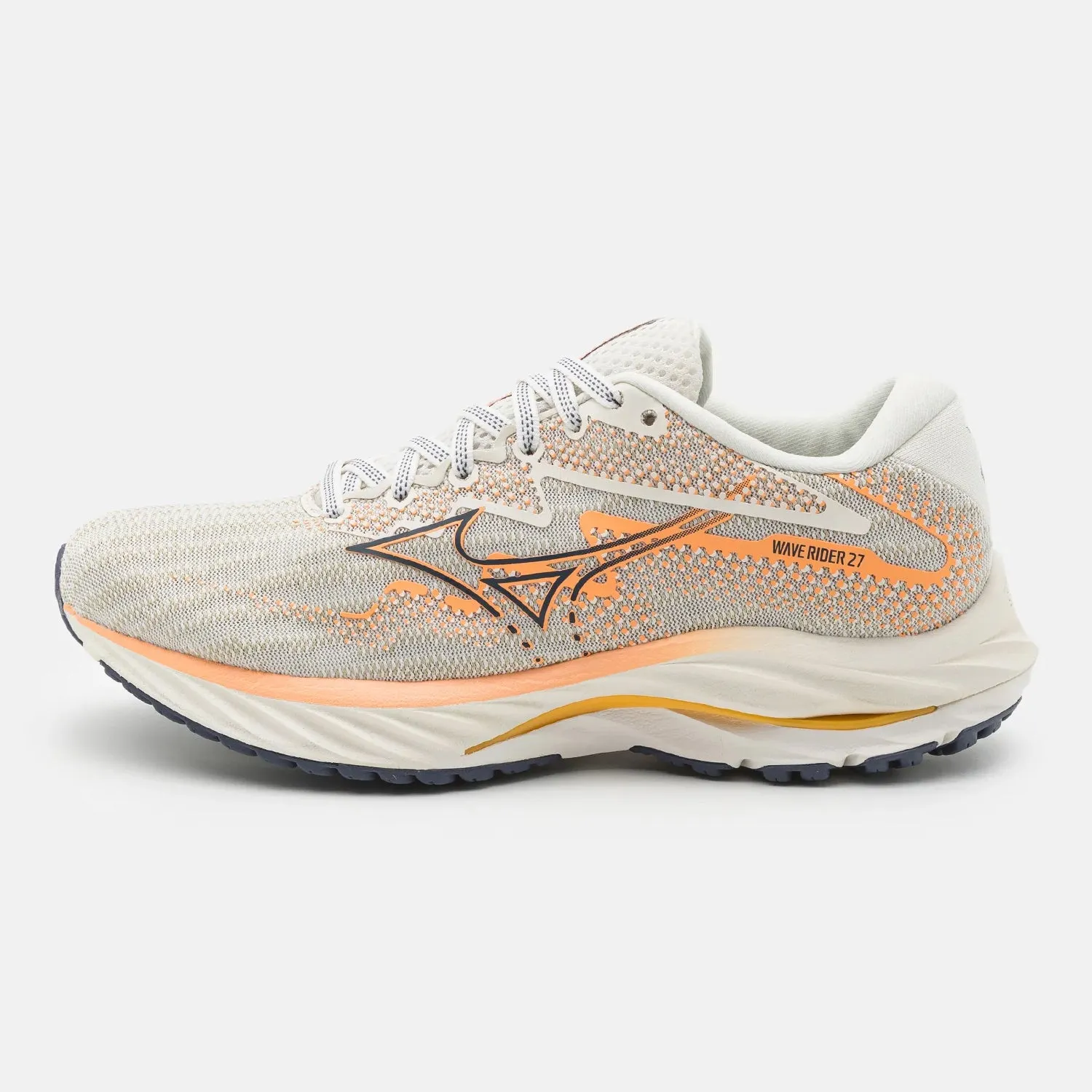 Mizuno Wave Rider 27 sneakers, white/coral