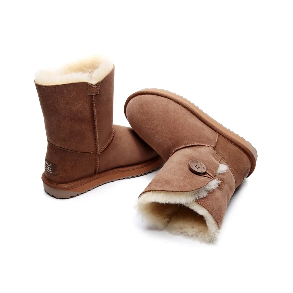 MUBO UGG Women Button Classic UGG BOOTS - Chestnut