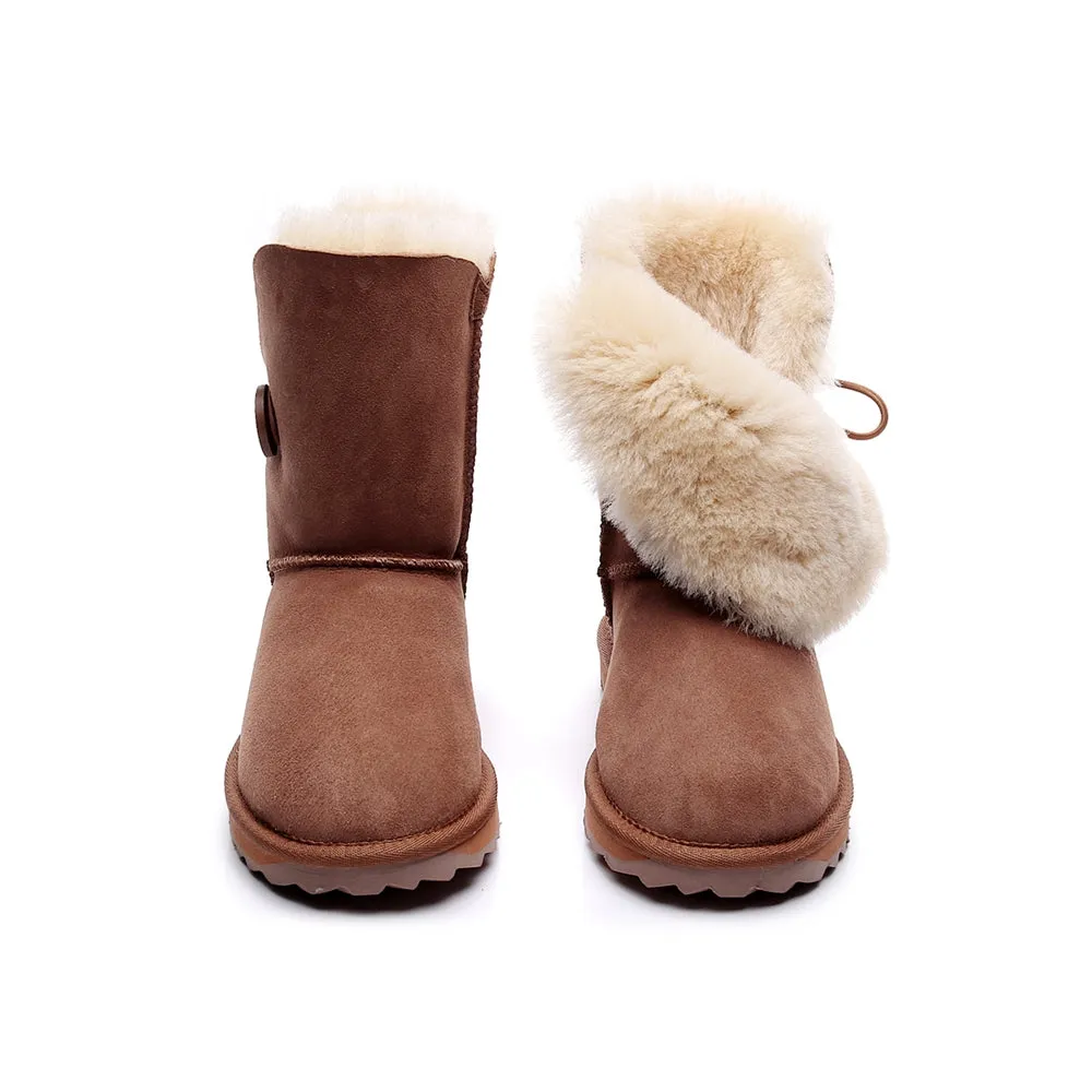 MUBO UGG Women Button Classic UGG BOOTS - Chestnut