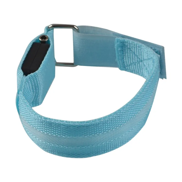 Nylon Night Sports LED Light Armband Light Bracelet, Specification:Battery Version(Blue)