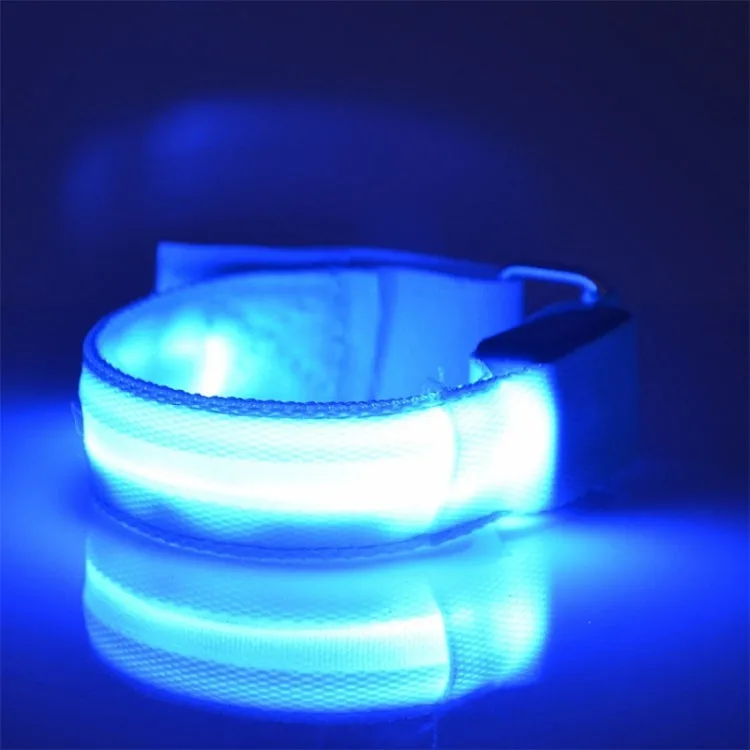 Nylon Night Sports LED Light Armband Light Bracelet, Specification:Battery Version(Blue)