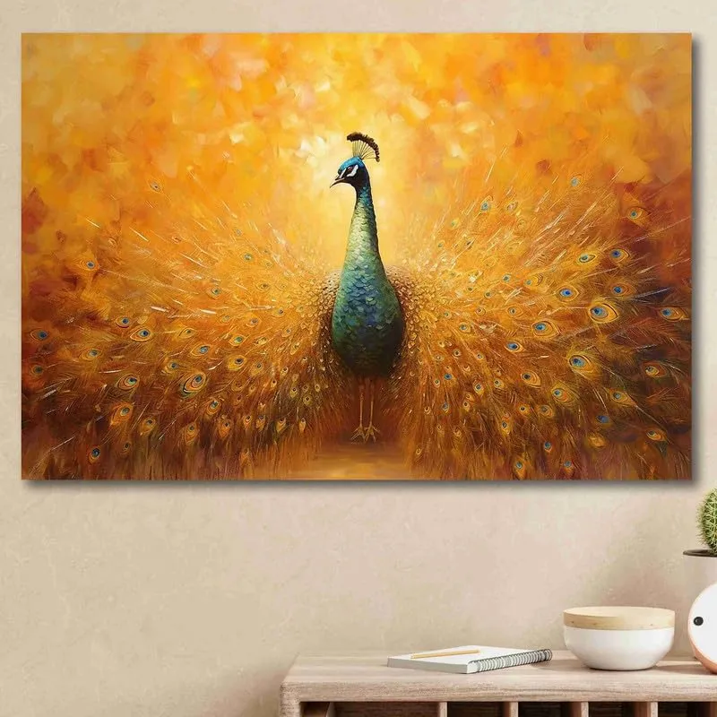 SAF paintings Unframed Rolled Art Print||Beautiful Peacock Canvas Wall Art Print for Home Décor And Office||Unframed canvas Painting For Wall decor||Home wall and Office Interior CR-126