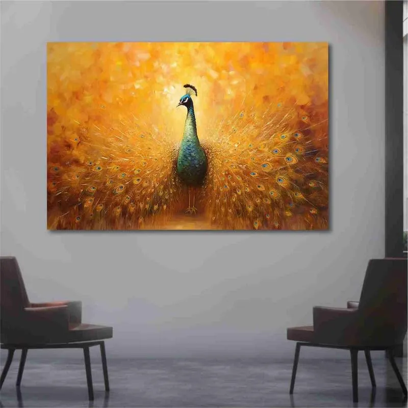 SAF paintings Unframed Rolled Art Print||Beautiful Peacock Canvas Wall Art Print for Home Décor And Office||Unframed canvas Painting For Wall decor||Home wall and Office Interior CR-126