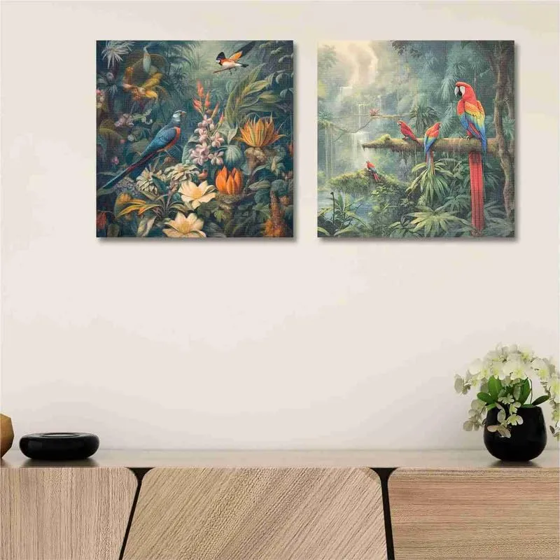 SAF paintings Wooden Framed Canvas Painting ||Set Of 2 Birds Nature Art Canvas Wall Art Painting for Home Décor Office||For Bedrom,Living Room Home wall and Office Interior CR-199