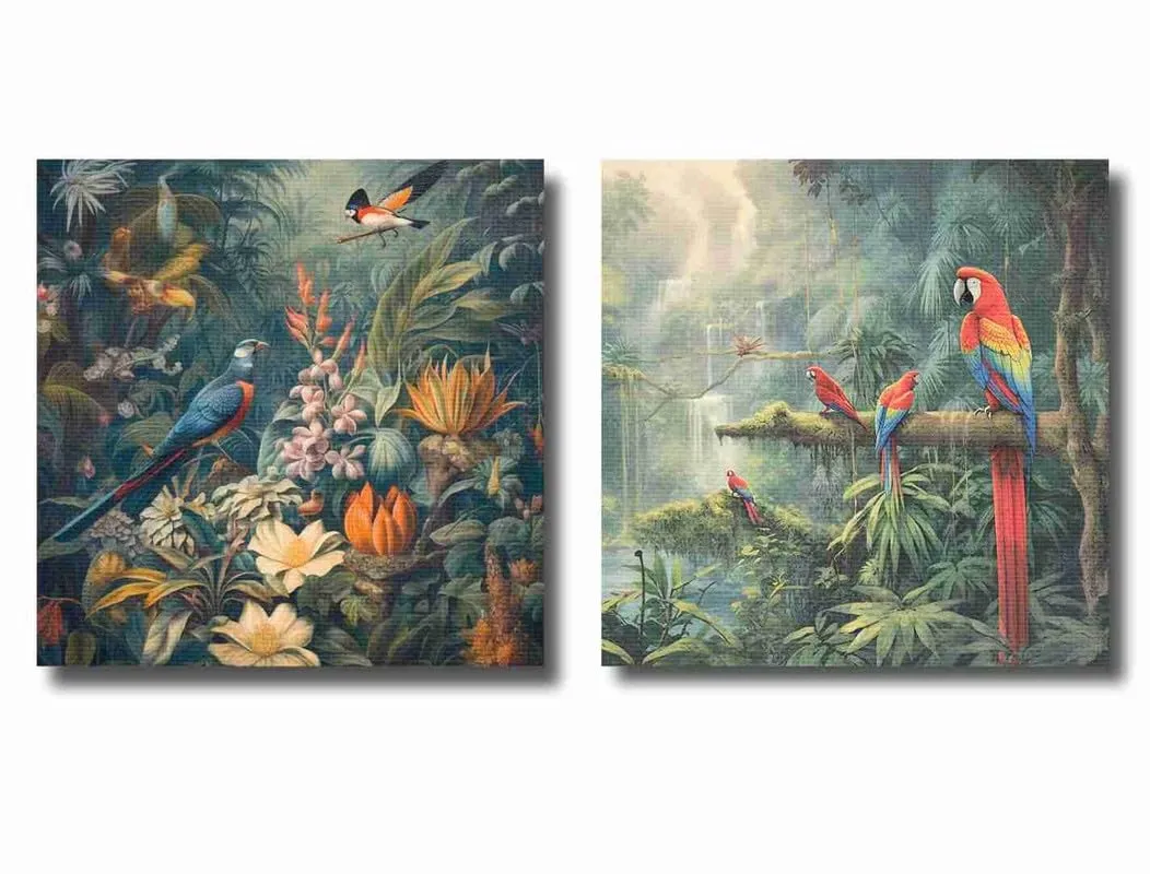 SAF paintings Wooden Framed Canvas Painting ||Set Of 2 Birds Nature Art Canvas Wall Art Painting for Home Décor Office||For Bedrom,Living Room Home wall and Office Interior CR-199