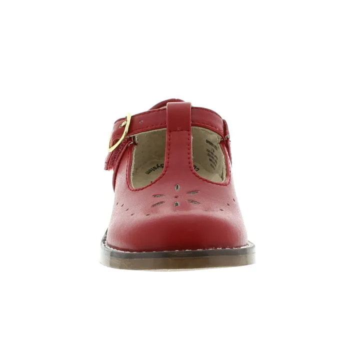 Sherry Kid's T-strap Dress Shoe - Red Leather