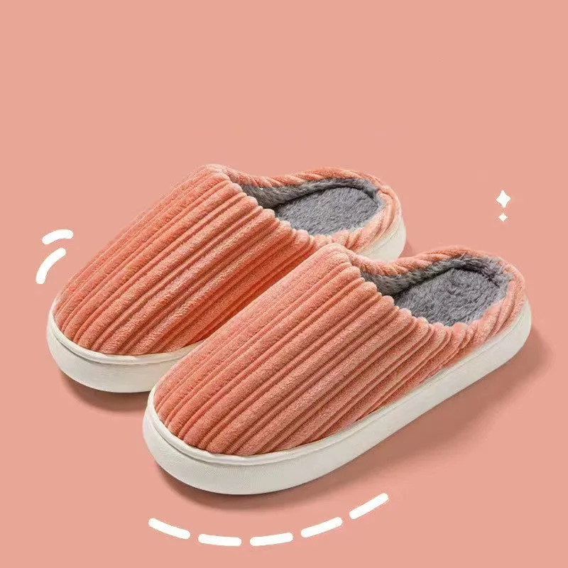 Striped Thick Fleece Warm Slippers