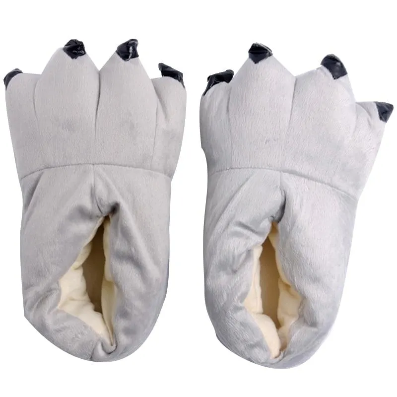 Unisex Winter Warm Soft Indoor Creative Animal Paws Plush Slippers