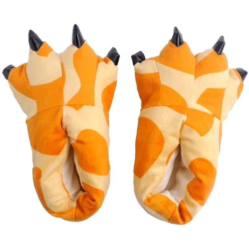 Unisex Winter Warm Soft Indoor Creative Animal Paws Plush Slippers