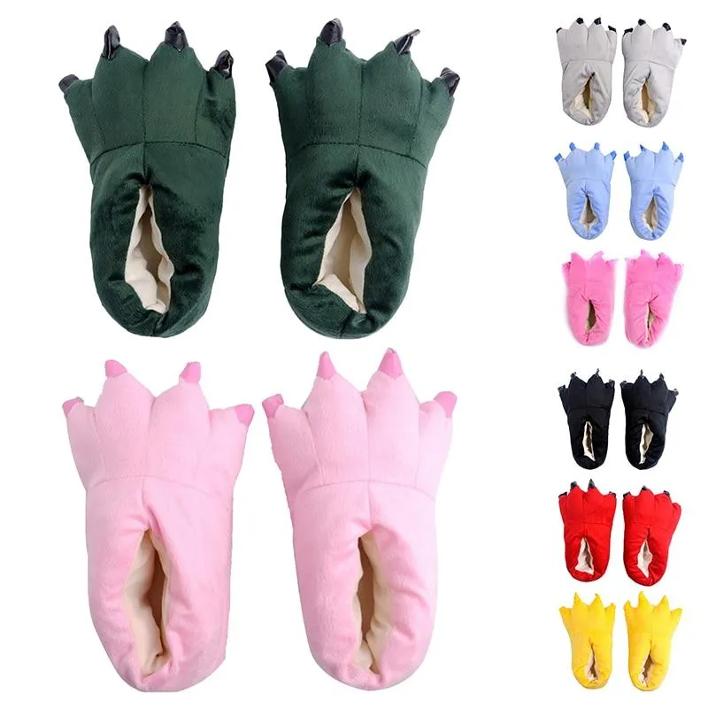 Unisex Winter Warm Soft Indoor Creative Animal Paws Plush Slippers