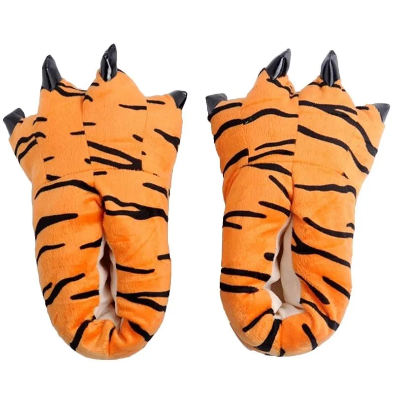 Unisex Winter Warm Soft Indoor Creative Animal Paws Plush Slippers