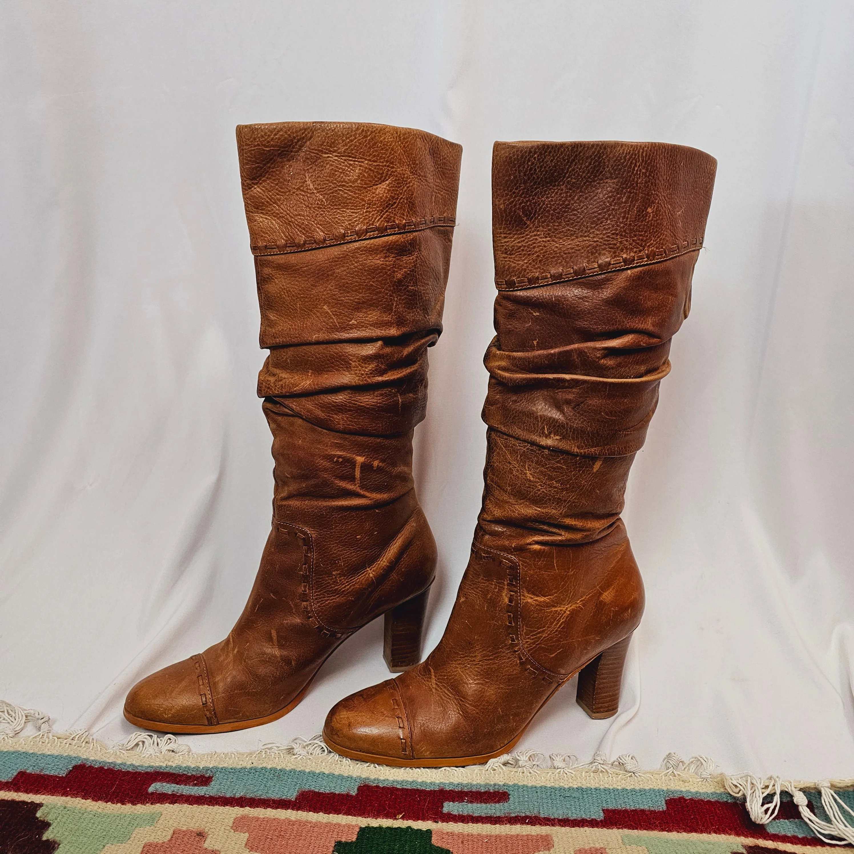 Womens 90's Colorado Tall Leather heel Boots Size 8.5