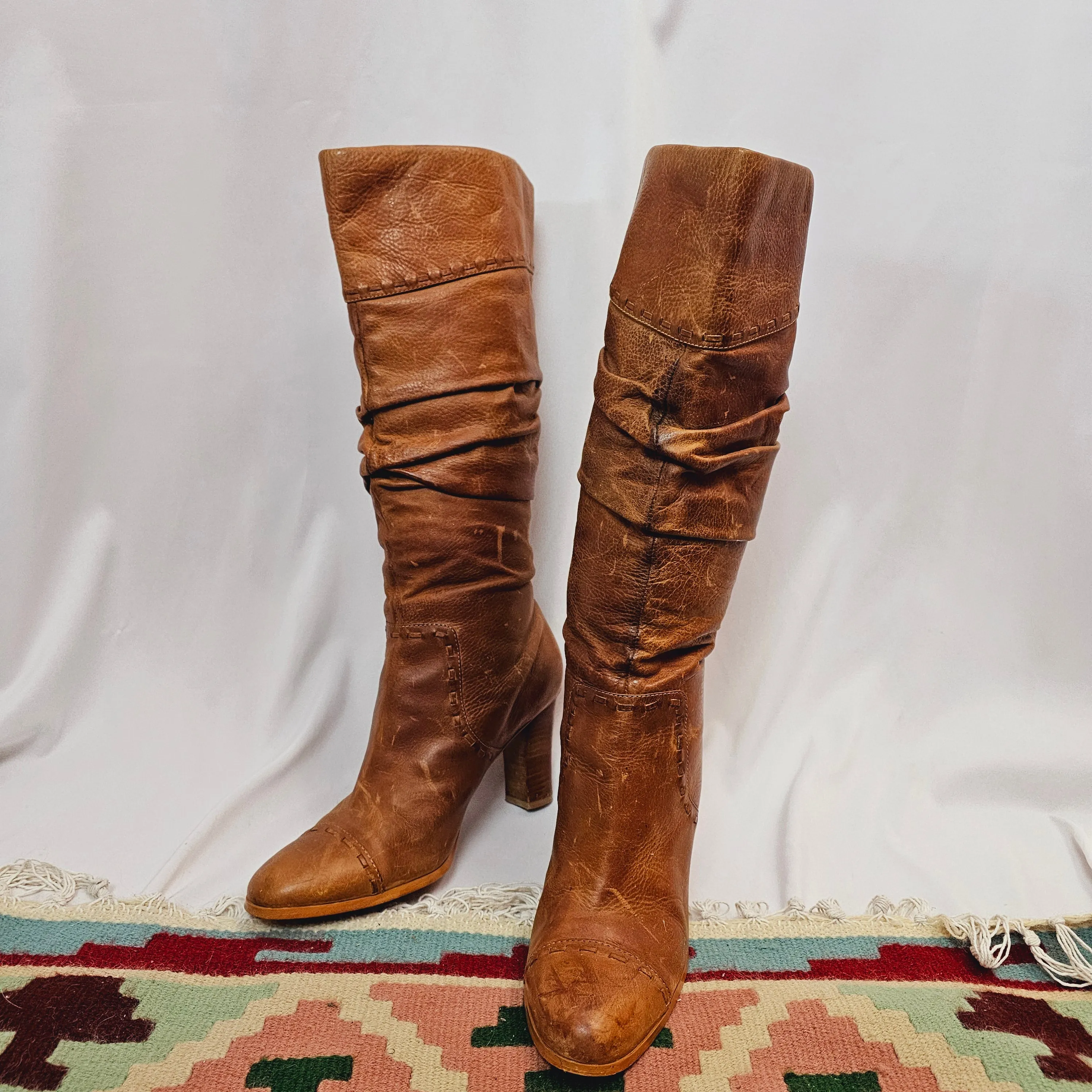 Womens 90's Colorado Tall Leather heel Boots Size 8.5