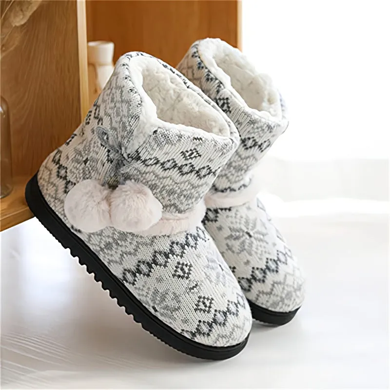 Women's Boots Slippers Lined Warm Soft Plush Winter Non-Slip Home Shoes